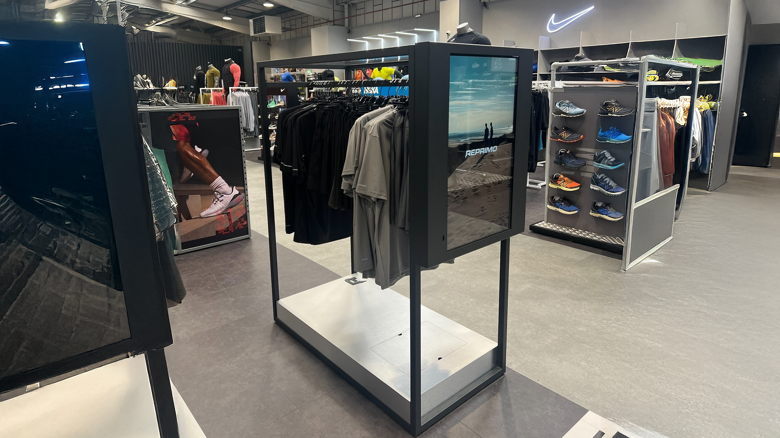 a free standing display unit in a shop