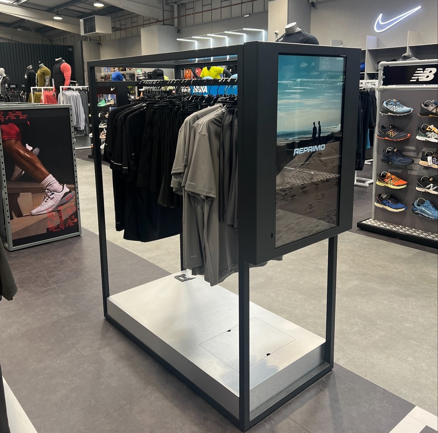a free standing display unit in a shop